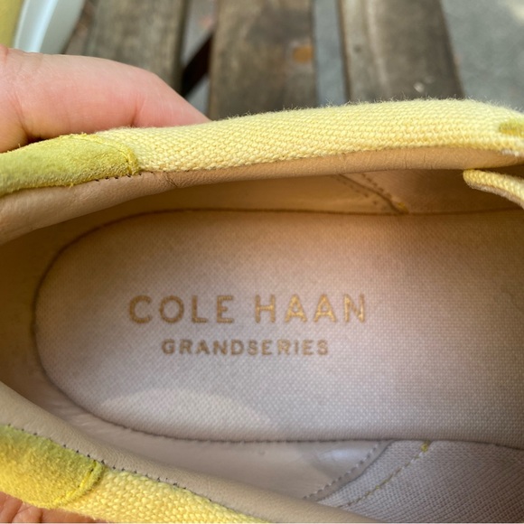 Cole Haan Grand Series Lace Up Sneaker Women's Size 9.5B Yellow Suede Canvas - Picture 14 of 15